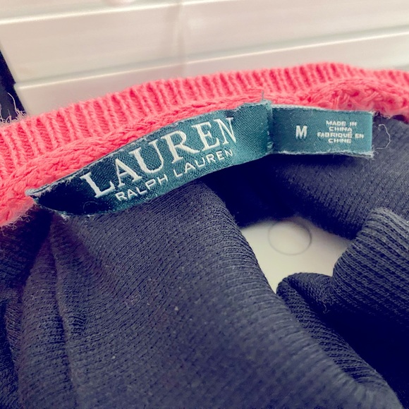 Lauren Ralph Lauren Size M Pink White Ombre Loose Knit Linen Cotton Sweater - Picture 2 of 3